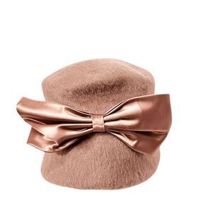 Vintage ‎ Mahara Mohair wool Mid Century modern Ribbon Bow Audrey Hepburn Hat
